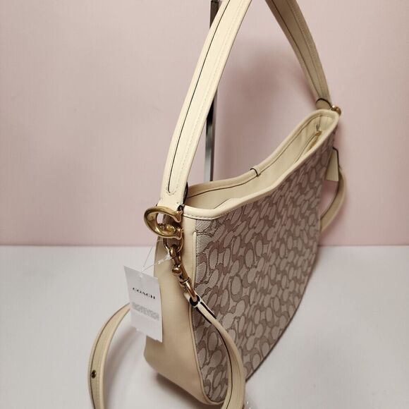 NWT COACH C6659 Soft Tabby Hobo Signature Jacquard Stone Ivory - Picture 5 of 7